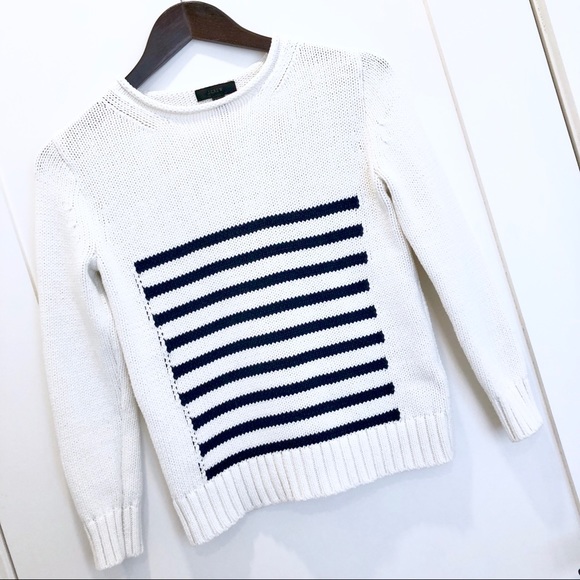 J.Crew Americana Cream & Navy Sweater XXS - Picture 6 of 8